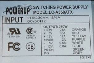 ATX 350W Power Supply Label