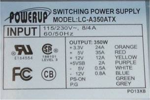 ATX 350W Power Supply Label